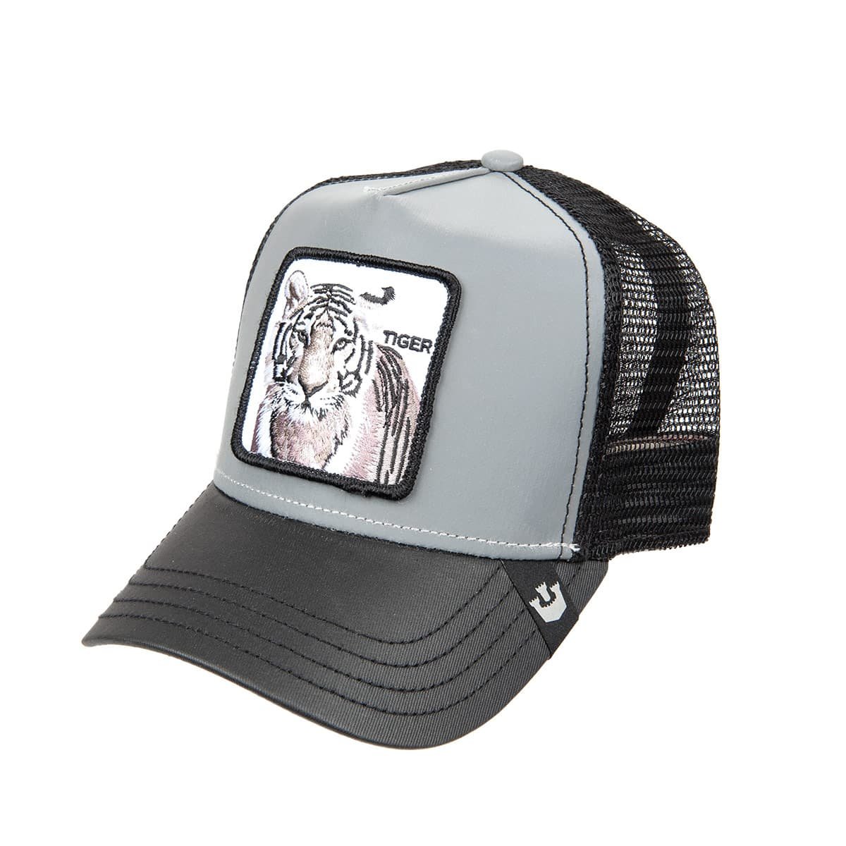 GOORIN BROS trucker cap with tiger motif and net