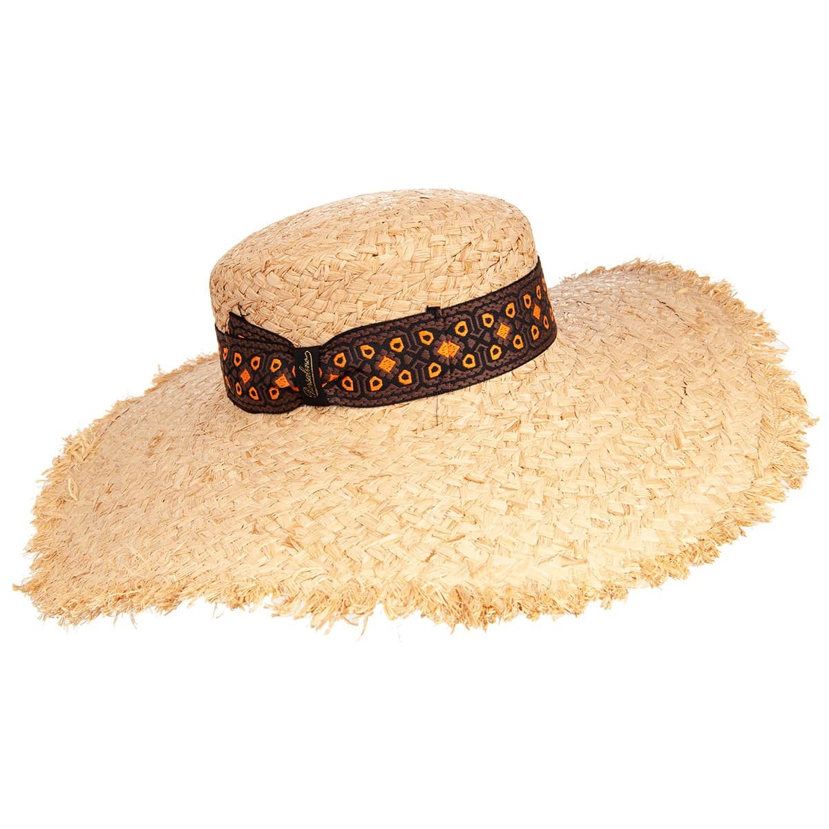lezer Mier Tussen BORSALINO | The exclusive women's straw hat, frayed, with a wide brim and  jacquard trimmings --> Online Hatshop for hats...
