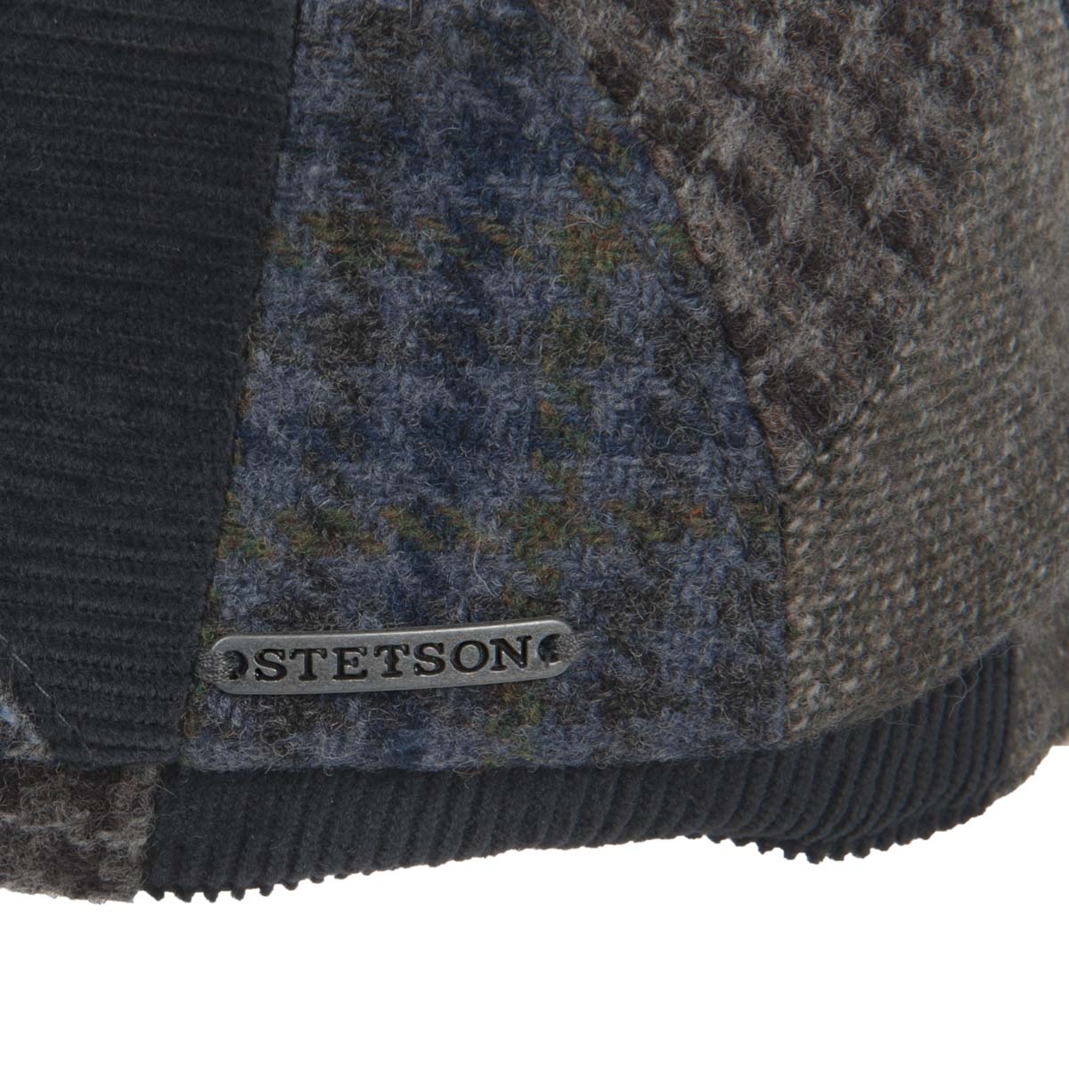 Belfast patchwork blue flat cap by Stetson