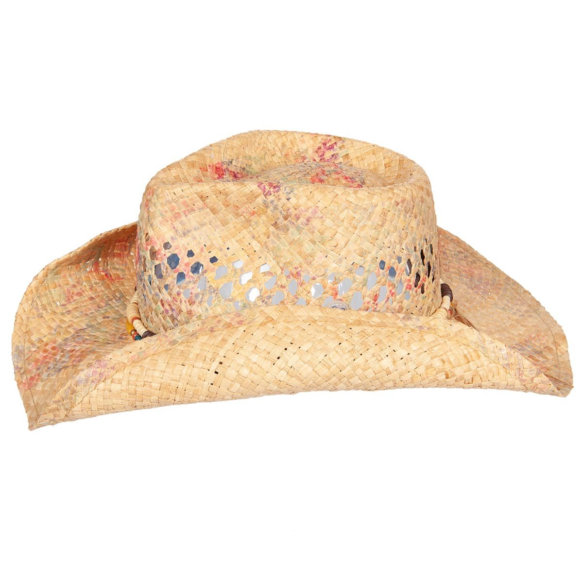 straw hat with turned up brim