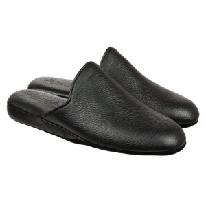 Leather slippers with small heel