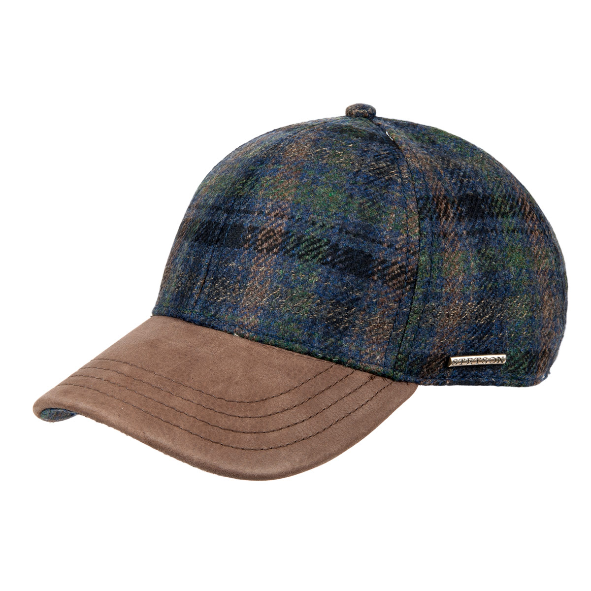 checked baseball cap lined in cotton Baseball Cap Wool Cashmere by STETSON