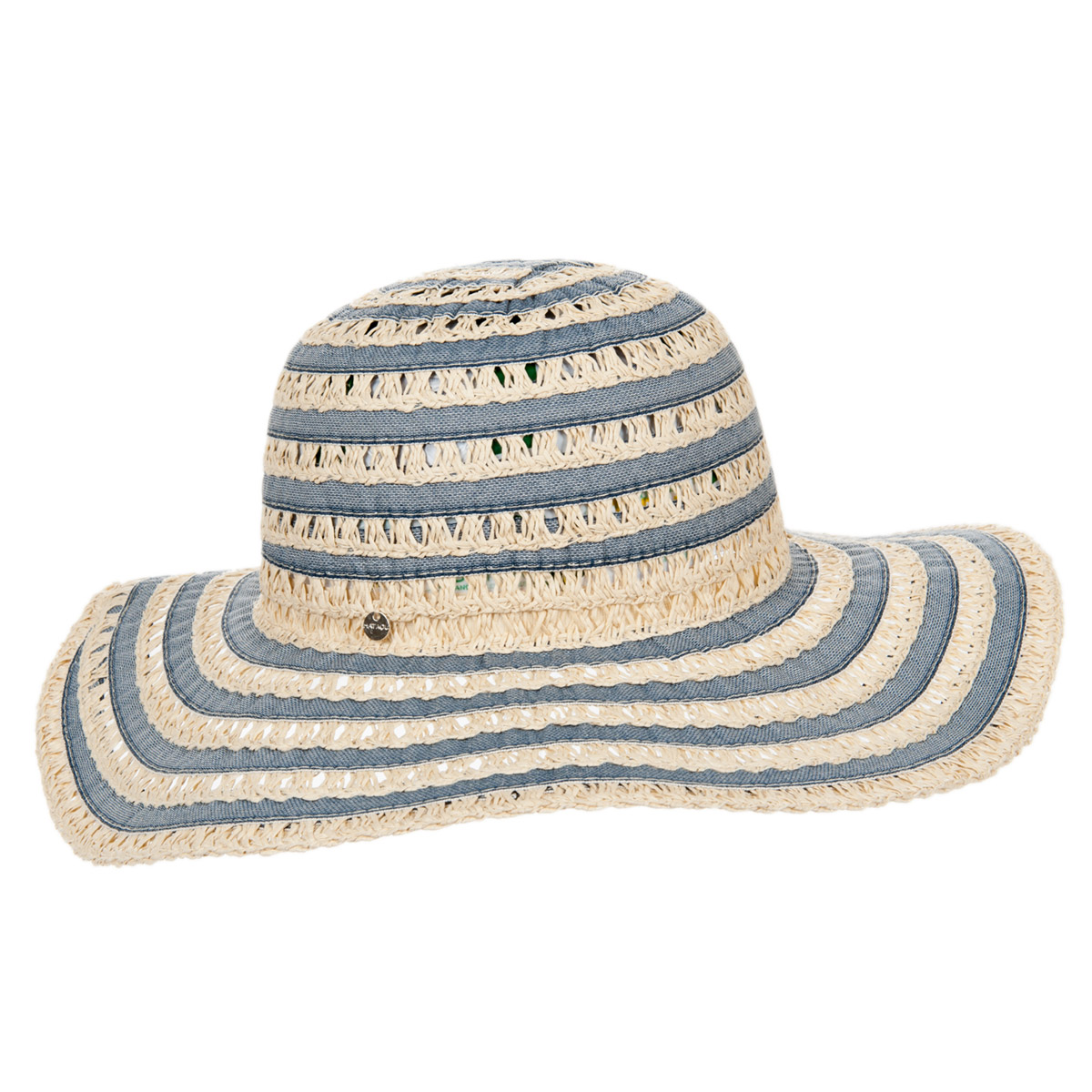 striped lady hat with wide brim and stripes